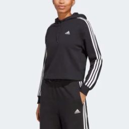 essentials 3-stripes french terry crop hoodie women training women training-14