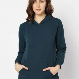 Smarty Pants Women Teal Blue Hooded Sweatshirt-image-8