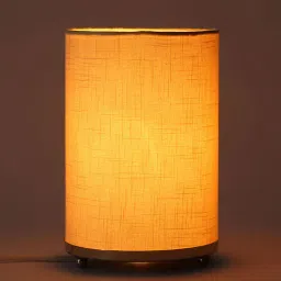 craftter Ruskin White Base Metal Bedside Night Lamp with Off White Cotton Shade-picture-8