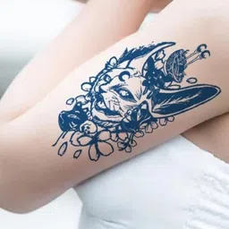 LICK Plant Base Semi Temporary Tiger Matte Finish Body Tattoo - Navy Blue-35