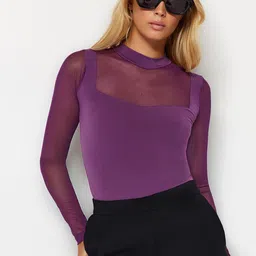 Trendyol Self-Design High Neck Bodysuit-image-67