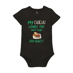 Zeezeezoo Infants Chachu Loves Me More Than Pav Bhaji Printed Pure Cotton Bodysuit-image-90