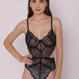 Treasure chest Veronica: Sheer Non Padded Non Wired Lace Bodysuit-image-70