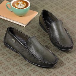 Mochi Men Textured Leather Comfort Insole Penny Driving Shoes-picture-44