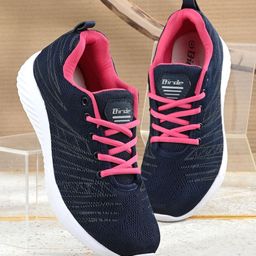BIRDE Women Navy Blue & Pink Printed Non-Marking Walking Shoes-image-25