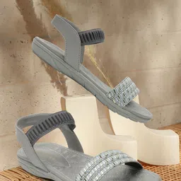 ICONICS Striped Open Toe Flats-0