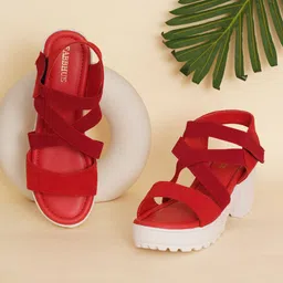 FABBHUE Open Toe Platform Heels With Backstrap-1