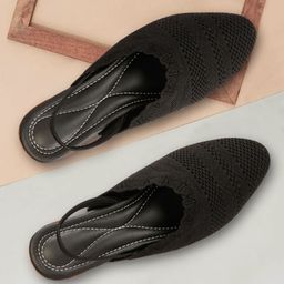 sneakers villa Pointed Toe Textured Mules With Backstrap-3