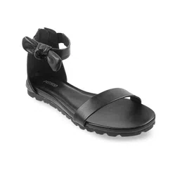 Metro Women Black Open Toe Flats-image-14
