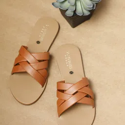 Tokyo Talkies Women Tan Colourblocked One Toe Flats-image-43