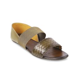 Mochi Women Olive Green Embellished Open Toe Flats-image-96
