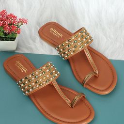 Anouk Embellished One Toe Flats-13