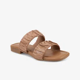 AXIUM Textured Double Strap Open Toe Flats-2