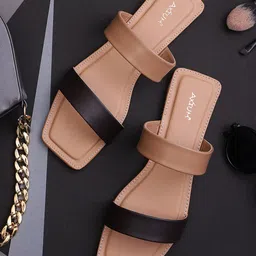AXIUM Textured Open Toe Flats-44