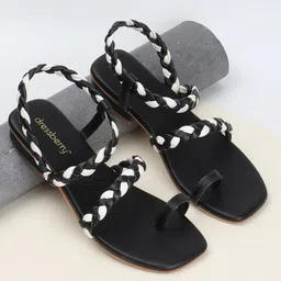 DressBerry Black Open Toe Flats-50