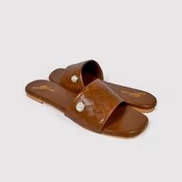 yellowsoles Textured Embellished Open Toe Flats-10