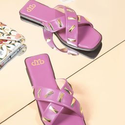 THE WHITE POLE Embellished Open Toe Flats-image-81