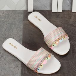 Anouk Embroidered Open Toe Flats-11