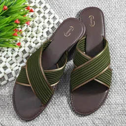 PANAHI Striped Open Toe Flats-6