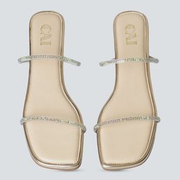 CAI Embellished Two Strap Open Toe Flats-46