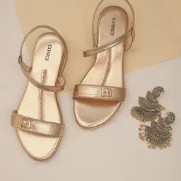 ICONICS Double Strap Open Toe Flats-5