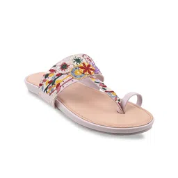 Metro Ethnic Embroidered One Toe Flats-53