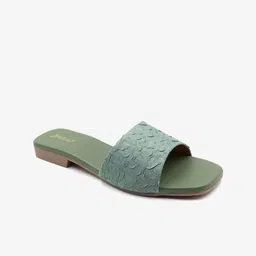 Gibelle Women Green Textured Open Toe Flats-image-99
