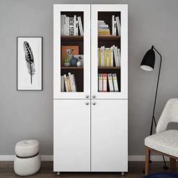 woodbuzz Armitage Book Case in Walnut & Frosty White Finish-picture-2