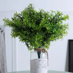 Green Plastic Artificial Bush Mini Bush without Pot, Set of 3 by Fourwalls-picture-1