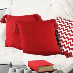 sashaa world Red Solid Cotton 18 x 18 Inches Cushion Covers (Set of 2)-picture-16