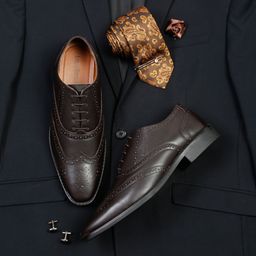 LOUIS STITCH Men Perforated Wingtip Premium Leather Formal Brogues-picture-44