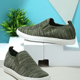 Roadster Men Woven Design Lightweight Slip-On Sneakers-13
