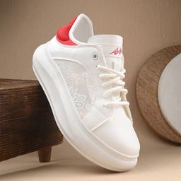 The Roadster Lifestyle Co. Women White & Red Mesh Walking Shoes-image-15