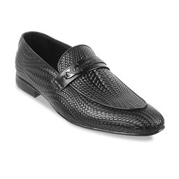 Metro Men Textured Leather Formal Loafers-image-42