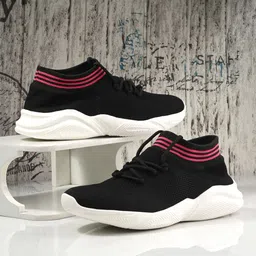 HRX by Hrithik Roshan Women Black & Red Mesh Walking Shoes-image-84
