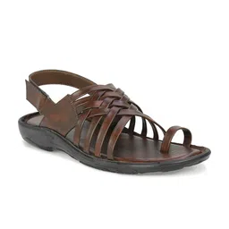 PRIVO by Inc.5 Men Red Ethnic Leather Fisherman Sandals-image-4