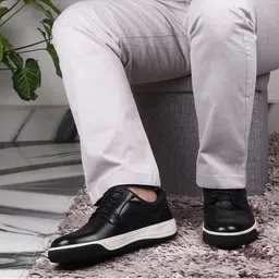 TOP BRASS Men Black Solid Leather Formal Derby Shoes-image-78