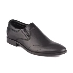 TOP BRASS Men Black Solid Leather Formal Slip On Shoes-image-79
