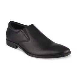 TOP BRASS Men Black Solid Leather Formal Slip On Shoes-image-95