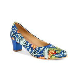 Kanvas Ocean Of Nature Pattachitra Printed Pointed Toe Canvas Block Pumps-20