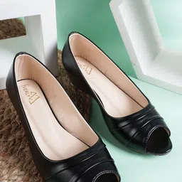 EVERLY Textured Peep Toes Wedge Heels-50