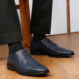 LOUIS STITCH Men Perforated Premium Leather Formal Oxfords Shoes-image-100