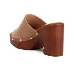 RAG & CO Open Toe Suede Block Heeled Mules image 4