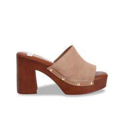 RAG & CO Open Toe Suede Block Heeled Mules image 5
