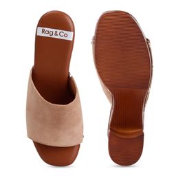 RAG & CO Open Toe Suede Block Heeled Mules image 2