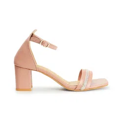ICONICS Embellished Open Toe Block Heels image 5