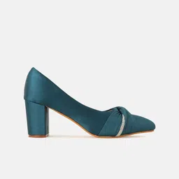 CORSICA Pointed Toe Twisted Embellished Party Block Pumps image 2