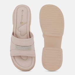 Mast & Harbour Cream-Coloured Embellished Open Toe Platform Heels image 4