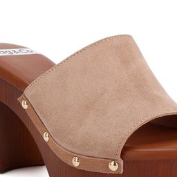 RAG & CO Open Toe Suede Block Heeled Mules image 3