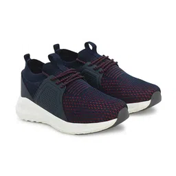HRX by Hrithik Roshan Men Navy Blue ,Red & White Flyknit Mesh Non-Marking Running Shoes image 3